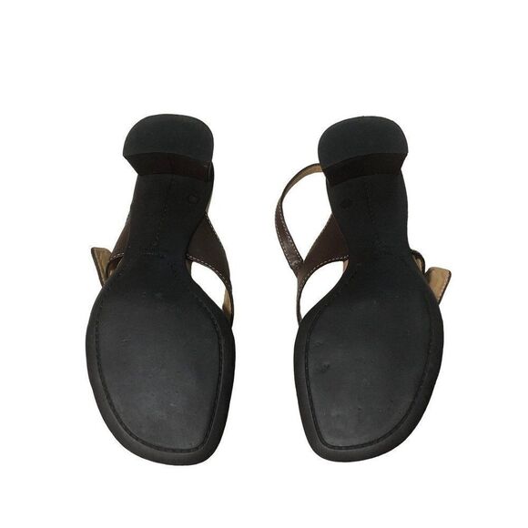 PRADA Sandals Crisscross Slingback Heels Leather Nylon Brown Size 36.5 - Picture 4 of 9